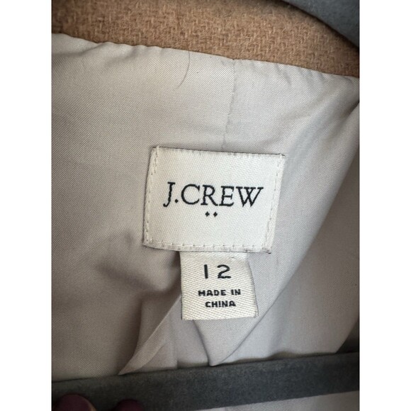J.Crew Wool Colorblock Coat Size 12 Tan Gray Zipped - Picture 4 of 10